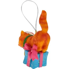 Украшение ёлочное Котик с подарком 7см полирезина (8\6352)