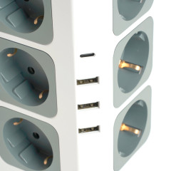 Удлинитель 12-мест. 3USB A+1C 1.5м HM10-61-01 STEKKER Comfort 49991