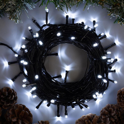 Гирлянда Нить 10м темная нить 100LED свечение белое, 8 режимов (3556788)