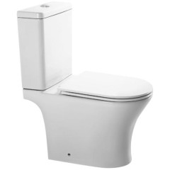 Унитаз-компакт EVA GOLD EG301T тонкое сиденье ДП, безободковый, гориз. вып., круговой смыв