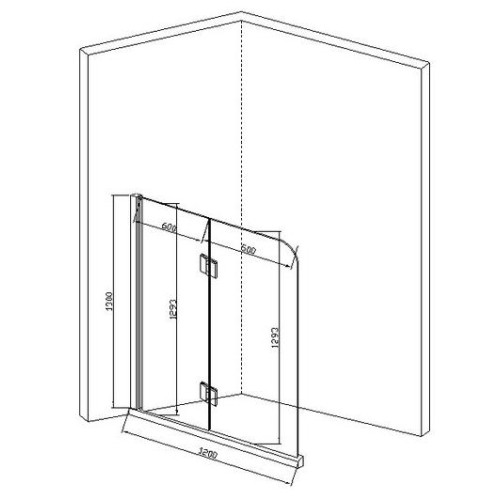 Душевое ограждение на ванну EVA GOLD 120х130см, прозрачное стекло JY140