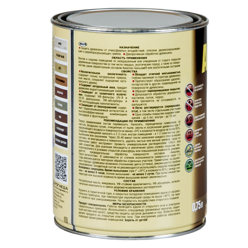 Бальзам Акватекс, натуральное масло для древесины ИНЕЙ, 0,75л