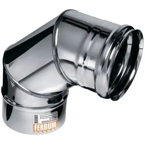 Дымоход колено 0,5мм 90гр Ф115 нержавеющая сталь (Феррум)