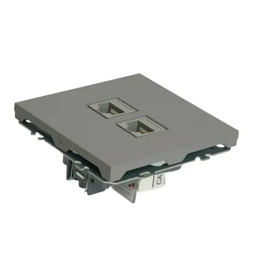 Розетка PC+PC ЭМИЛИ платиново-серый RST00-5111-10