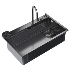 Мойка нерж. врезная MIXLINE PRO 750х460х215мм,черн.графит, сиф/доз/смесит/кол/д.р/о.с