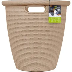 Кашпо InGreen Rattan молочный шоколад 20 л, внутренний горшок 11 л (164-353)