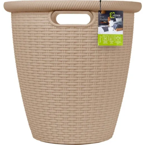 Кашпо InGreen Rattan молочный шоколад 20 л, внутренний горшок 11 л (164-353)