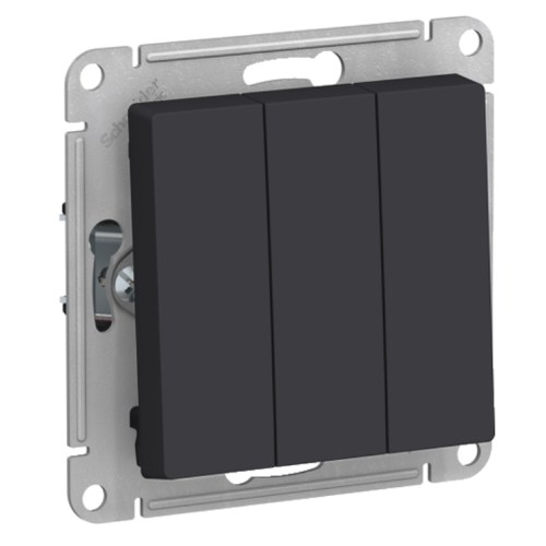 Выключатель 3-кл AtlasDesign 10A IP20(cх.1+1+1)карбон SchE ATN001031