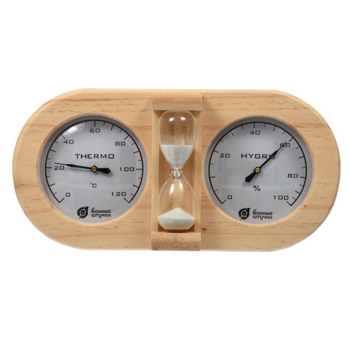 Термометр с гигрометром Банная станция с песочными часами 27*13,8*7,5см