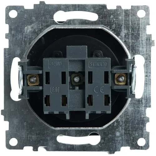 Розетка 2P Катрин черный с защитной шторкой GLS10-7109-05