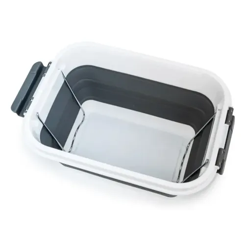 Таз складной CELLTIX 10л, с крышкой, бело-серое