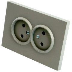 Розетка 2-ая 2P ЭМИЛИ шторки платиново-серый RST16-5116-10