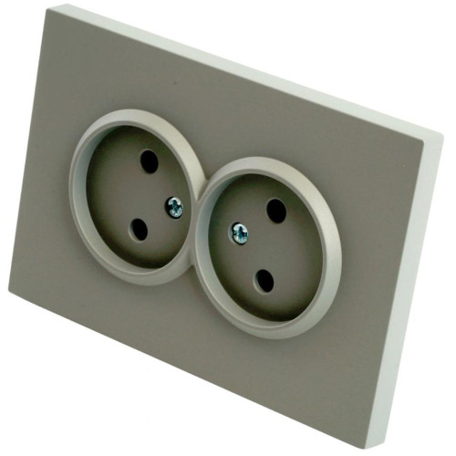 Розетка 2-ая 2P ЭМИЛИ шторки платиново-серый RST16-5116-10