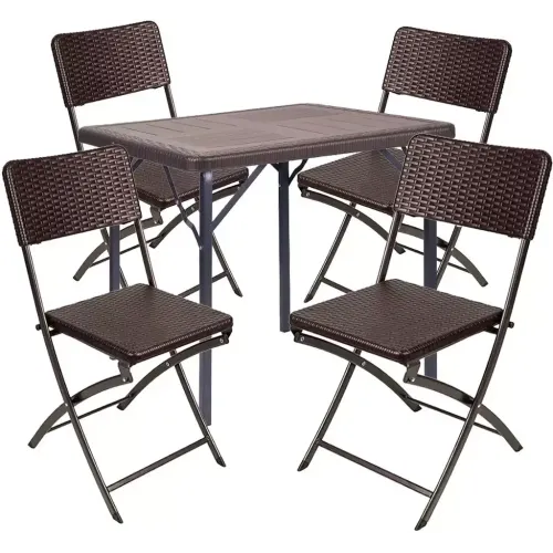 Мебель садовая Green Days Семейный 78х78х70см, стол+4 стула, цвет коричневый (281550)