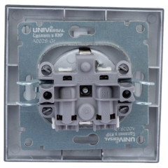 Розетка 2P+Е Universal Афина 16А с крышкой графит А0029-Gr