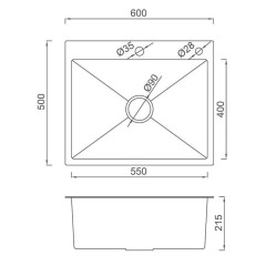 Мойка нерж. врезная GAPPO 60х50х21,5 см тол. 3 мм, чёрная (сифон, коландер) GS6050-6