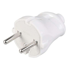 Вилка IEK 2P прямая 6А белая EVP20-06-01-K01 (568483)