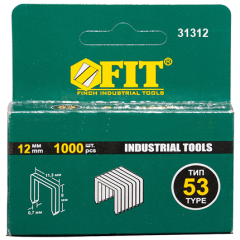 Скобы для степлера FIT тип 53, 12 мм 1000 шт каленые (31312)