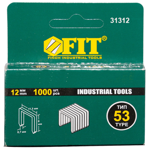 Скобы для степлера FIT тип 53, 12 мм 1000 шт каленые (31312)
