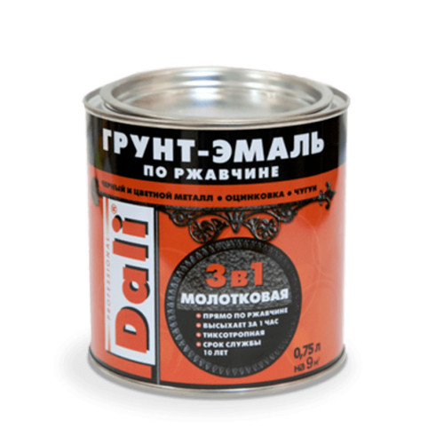 Грунт-эмаль DALI по ржавчине молотковая серебристая 0,75 л