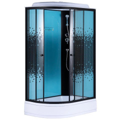 Душевая кабина ДАНА 120х80х210см сред. поддон, переднее стекло пиксели, голубое заднее стекло, правая 482 R