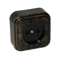 Розетка О/У ретро 2P патина черный под бронзу 16А RA 16-131-ЧБ (632781)