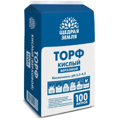 Торф ЩЕДРАЯ ЗЕМЛЯ верховой 100л (279006)