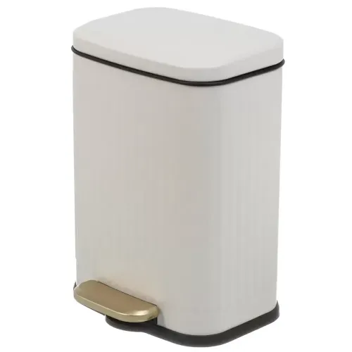 Ведро для мусора 6л нерж.сталь, прямоуг, белое Y4-8666 (479315)