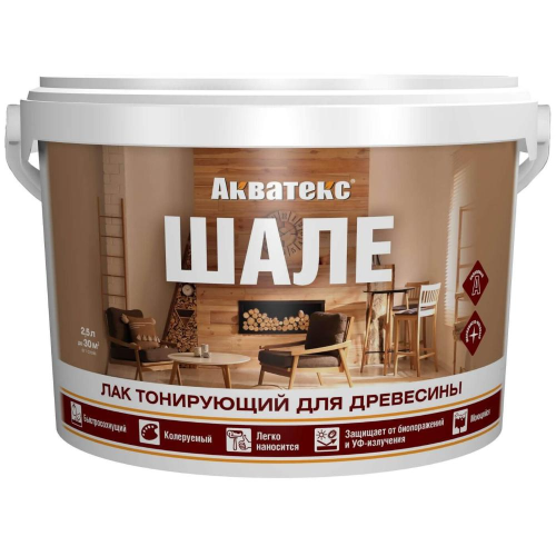 Лак тонирующий АКВАТЕКС ШАЛЕ для древесины бесцветный 2,5л