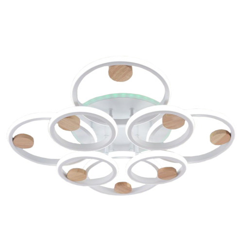 Светильник Люмис DK06342D/4+4A PR WT+WOOD 176W+8W LED RGB 3000-6000К d650 белый/дерево
