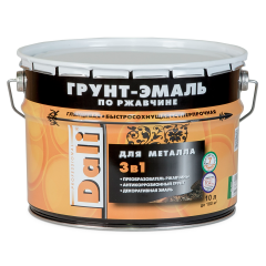 Грунт-эмаль DALI по ржавчине 3 в 1 гладкая RAL 9005 черный 10 л