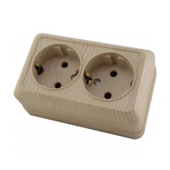 Розетка О/У 2-ая 2P+E TDM сосна Ладога SQ1801-0052 (623045)