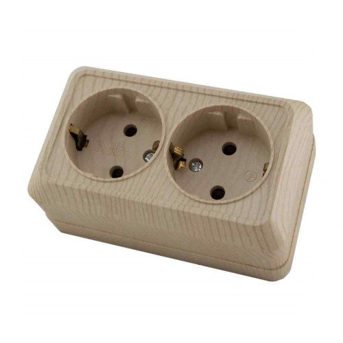 Розетка О/У 2-ая 2P+E TDM сосна Ладога SQ1801-0052 (623045)