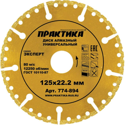 Диск алмазный ПРАКТИКА 125х22мм (774-894)