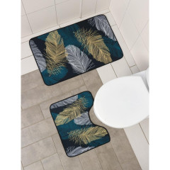 Набор ковриков для ванной и туалета 2шт ДОЛЯНА 50х80см+50х40см Перышки (6997789)