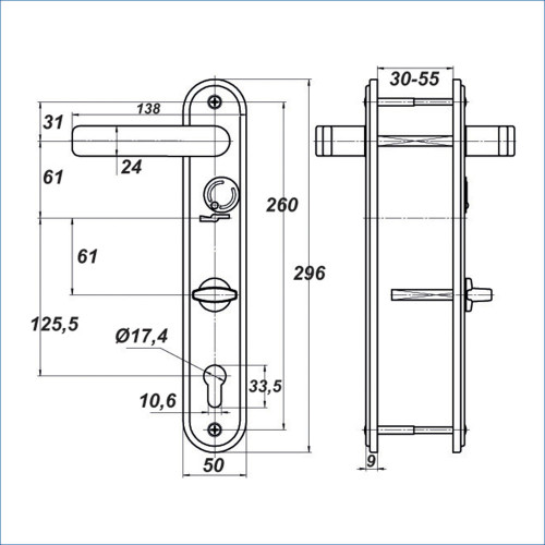 /Ручки на планке Меттэм НР 1301 Х левые (06149)