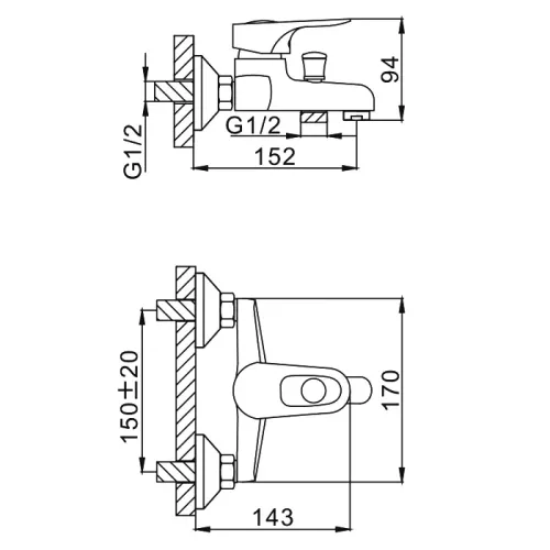 Смеситель для ванны FRAP F3028-В хром