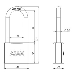 Замок навесной AJAX PD-01-50L MS(42239)
