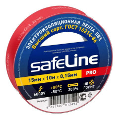 Изолента ПВХ 15мм х 10м красная SAFELINE (82456)