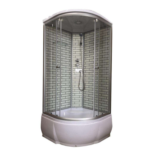 Душевая кабина ДАНА 90х90х215см выс. поддон, заднее стекло белый кирпич, 30К (3кор.)