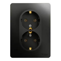 Розетка 2-ая 2P+Е GLOSSA в сборе антрацит GSL000724