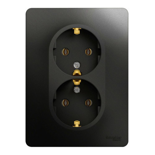 Розетка 2-ая 2P+Е GLOSSA в сборе антрацит GSL000724