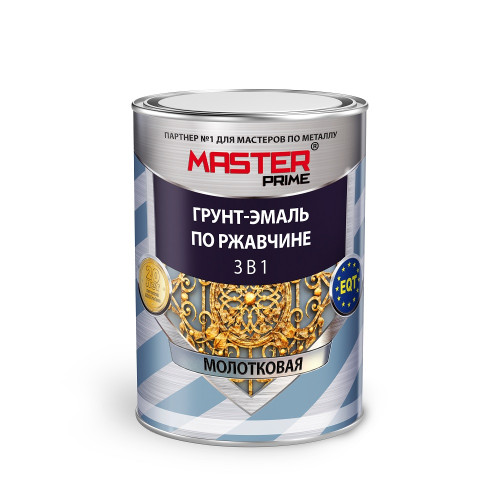 Грунт-эмаль FARBITEX ПРОФИ MASTER по ржавчине 3 в 1 молотковая голубая 0,9 л