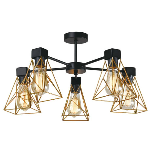 Светильник EUROSVET 70107/5 черный/латунь(23м2)