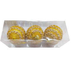 Шары новогодние набор 3шт 7см перламутрово-золотистый (19DM4-54)