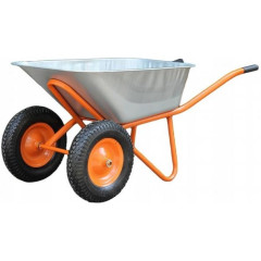 Тачка садово-строительная 120л/250кг 2 полиуретановых колеса, оранжевая (ТС233/ОР HOME)