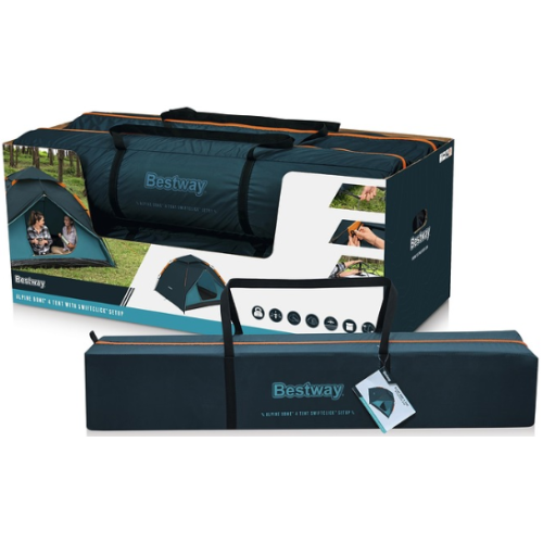 Палатка туристическая Bestway Alpine Dome 4 Tent 4-х местная (70+210+70см)x240x138см, 110гр/м2 (68142BW)