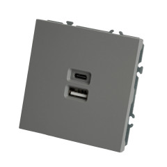 Розетка PC+Type A+C 20W ЭМИЛИ платиново-серый RST10-5115-10