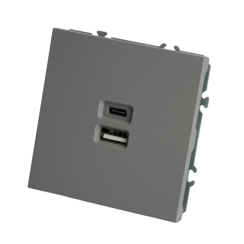 Розетка PC+Type A+C 20W ЭМИЛИ платиново-серый RST10-5115-10