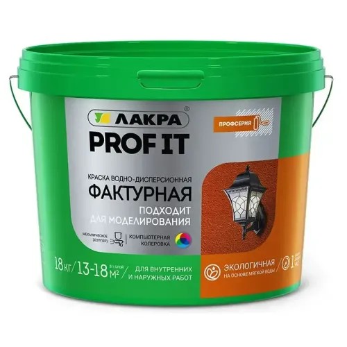 Краска в/д ЛАКРА PROFIT Фактурная Белый 18кг Л-С